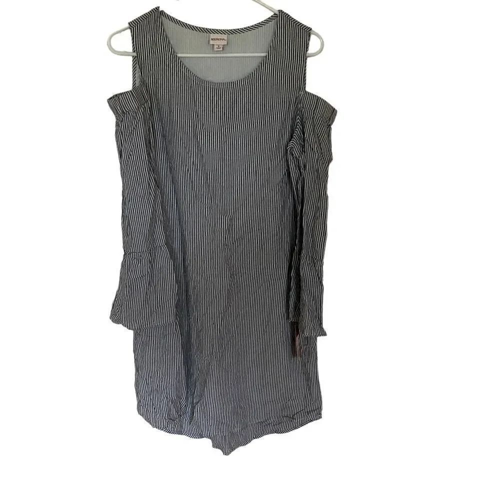 Merona striped cold shoulder long sleeve dress small